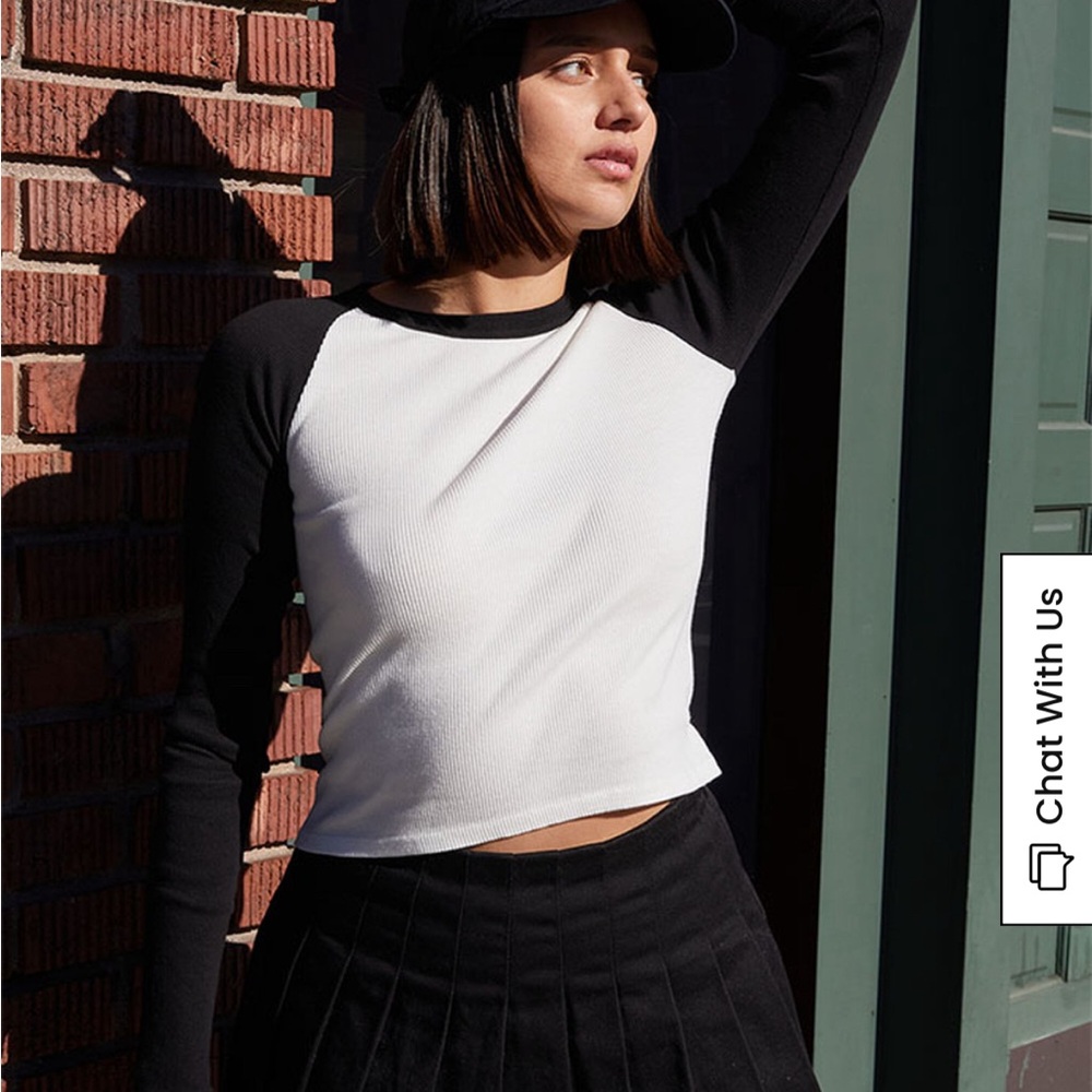 Brandy Melville long sleeve baseball tee black and white